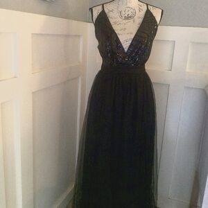 Luxedo Sweep Of Romance Black Sequin Maxi Dress Size L